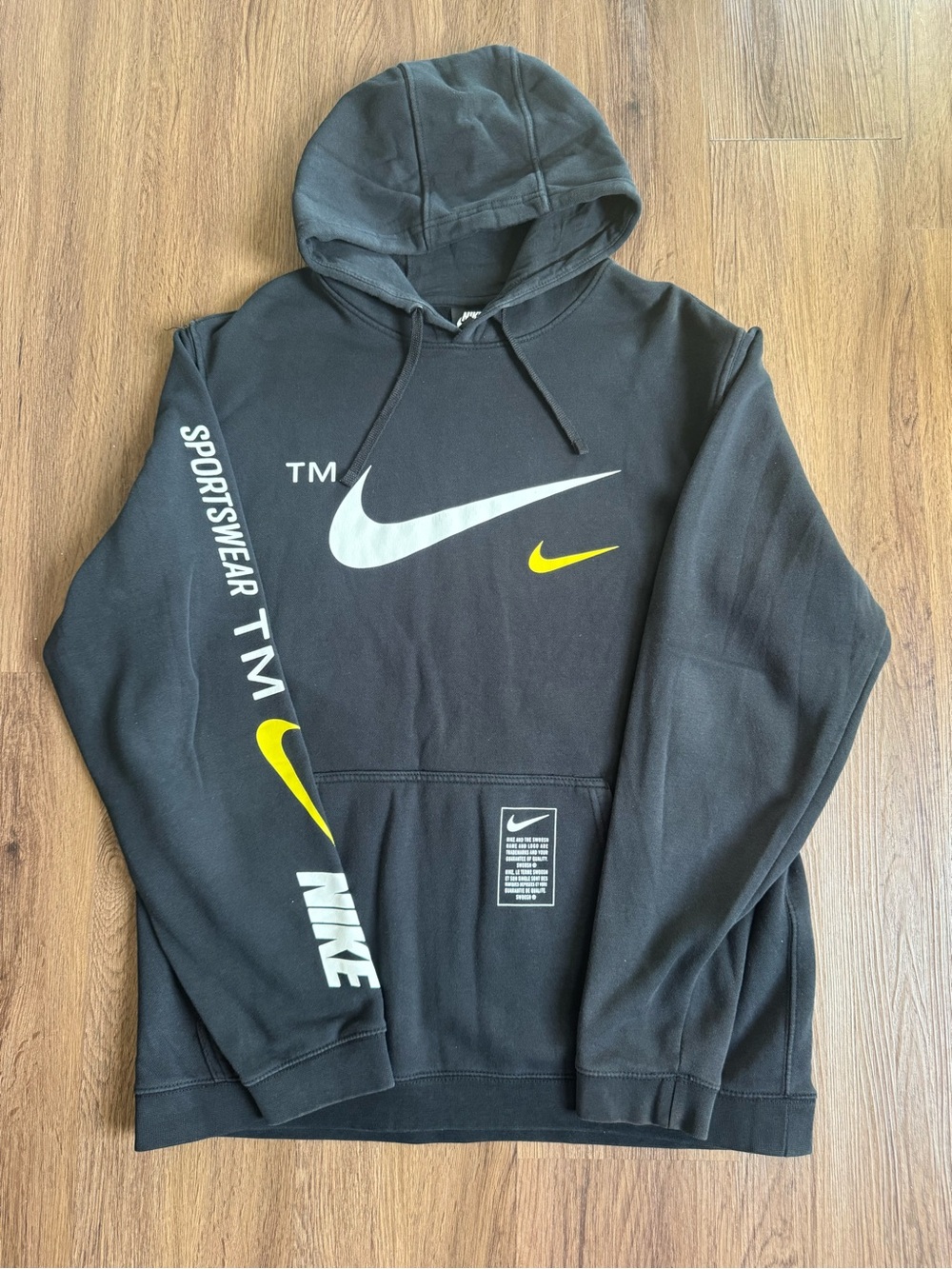 Nike Black Sweat Suit with White and Yellow Swoosh Logos